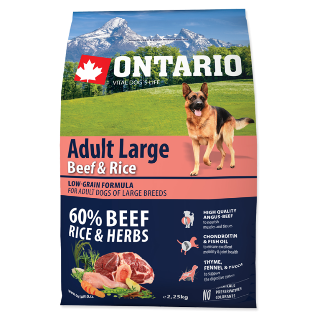 ONTARIO Dog Adult Large Beef & Rice 2,25kg