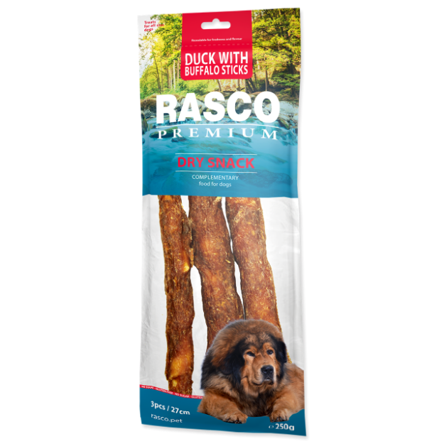 Pochoutka RASCO Premium 3 tycinky buvolí obalené kachním masem 250g