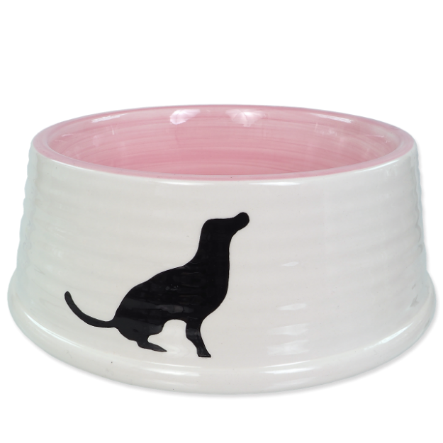 Miska DOG FANTASY keramická motiv pes bílo-ružová 21 cm 1l