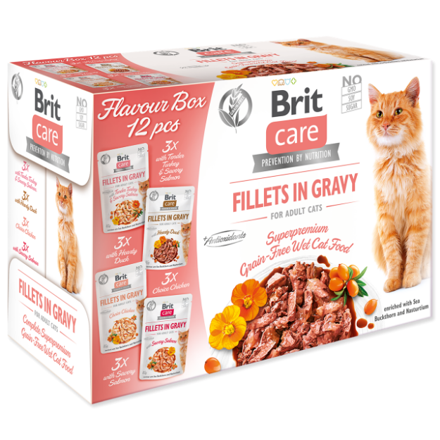 BRIT Care Cat Flavour box Fillet in Gravy 4 x 3 ks 1020g