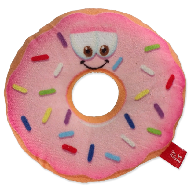 Hracka DOG FANTASY donut s oblicejem ružový 12 cm 