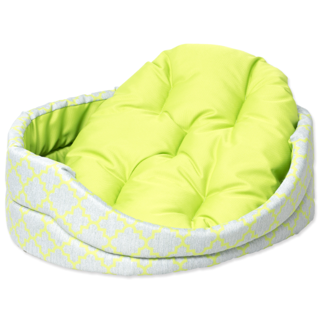 Picture of Oval bed DOG FANTASY with cushion ornament green 55 cm