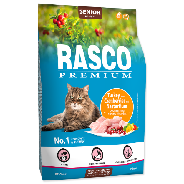 Picture of RASCO Premium Cat Kibbles Senior, Turkey, Cranberries, Nasturtium 2 kg