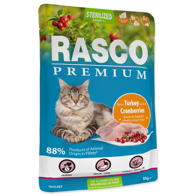 Picture of Kapsička RASCO Premium Cat Pouch Sterilized, Turkey, Cranberries 85 g