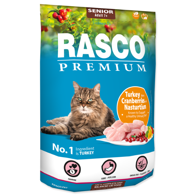 Picture of RASCO Premium Cat Kibbles Senior, Turkey, Cranberries, Nasturtium 400 g