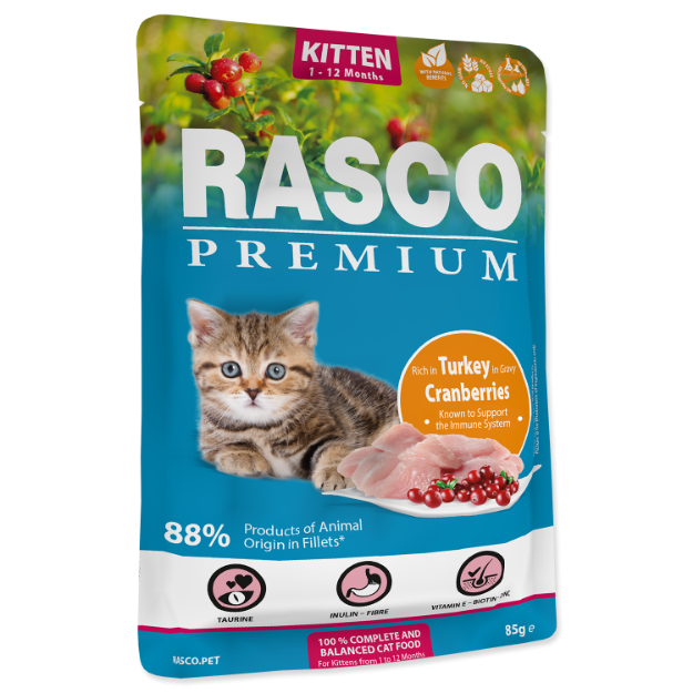 Picture of Kapsička RASCO Premium Cat Pouch Kitten, Turkey, Cranberries 85 g