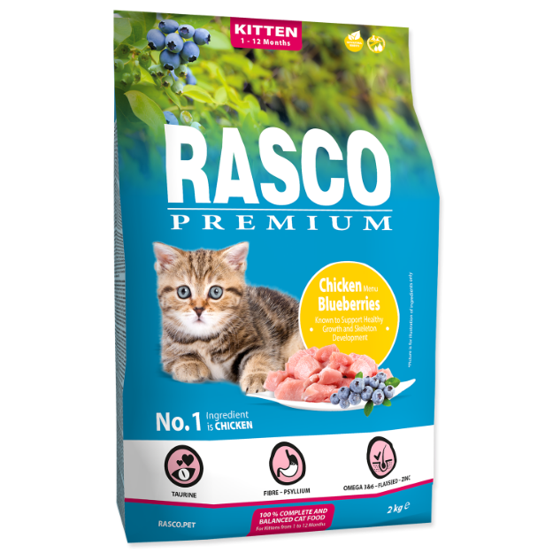 Picture of RASCO Premium Cat Kibbles Kitten, chicken, blueberries 2 kg