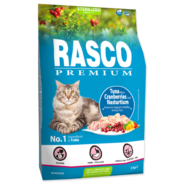 Picture of RASCO Premium Cat Kibbles Sterilized, Tuna, Cranberries, Nasturtium 2 kg