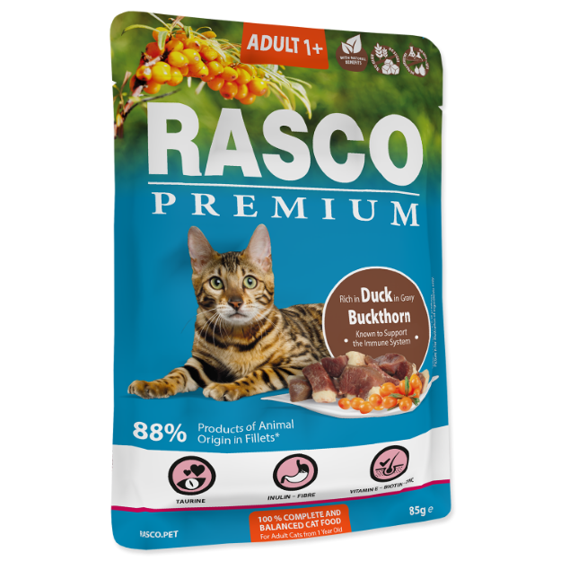 Picture of Kapsička RASCO Premium Cat Pouch Adult, Duck, Buckthorn 85 g
