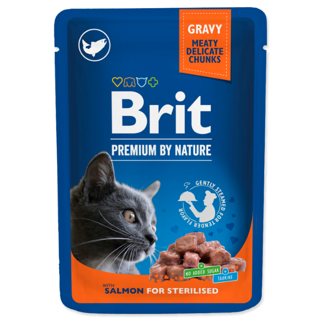 Picture of BRIT Premium Chunks in Gravy with Salmon for Sterilised Cats  100 g