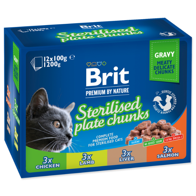 Picture of BRIT Premium by Nature for Cats STERILISED PLATE CHUNKS 12x  100 g